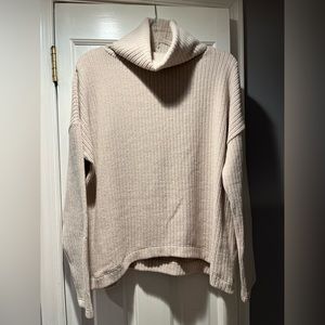 Women’s CLARA SUN WOO Chunky Ribbed Turtleneck Beige Sweater sz M